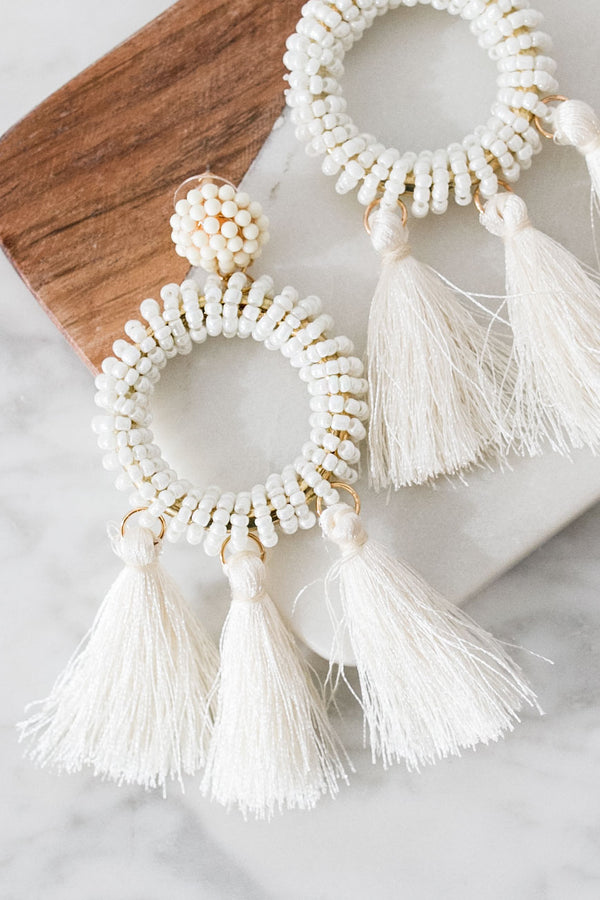 Infinite Options Tassel Earrings In Ivory