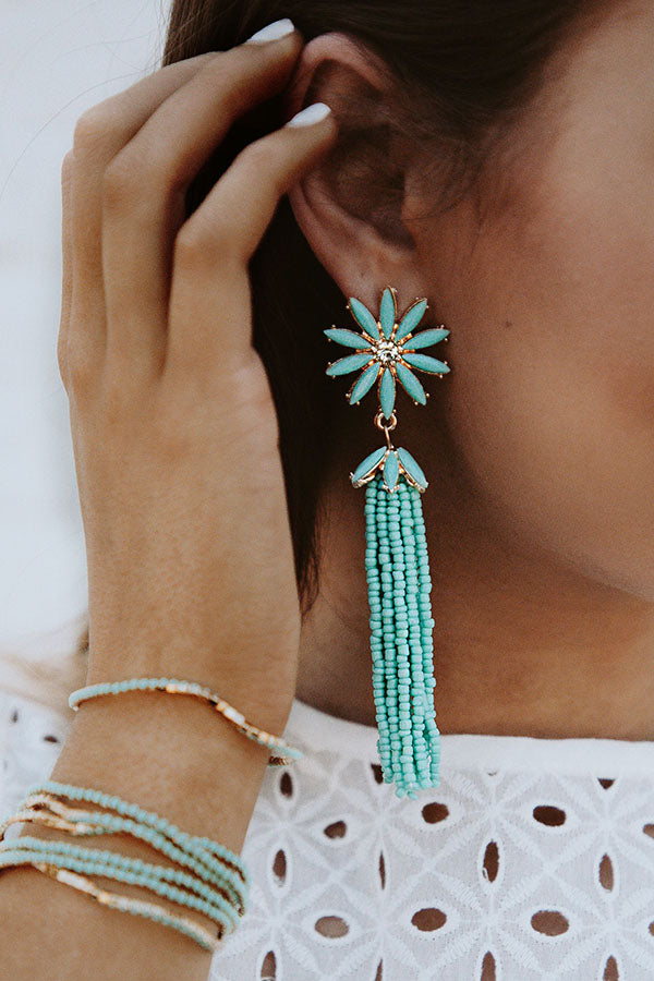 Let Love Bloom Tassel Earrings In Ocean Wave