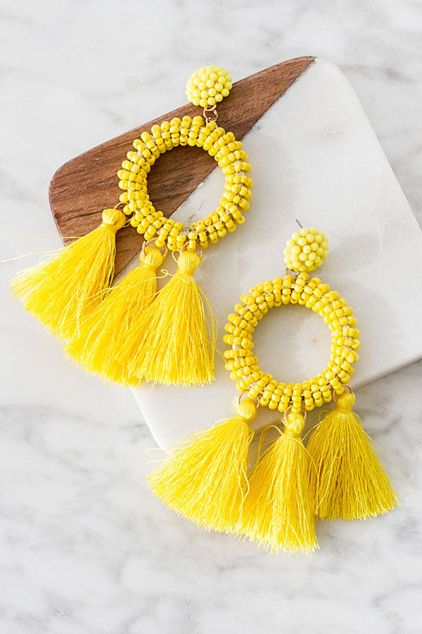 Infinite Options Tassel Earrings In Yellow