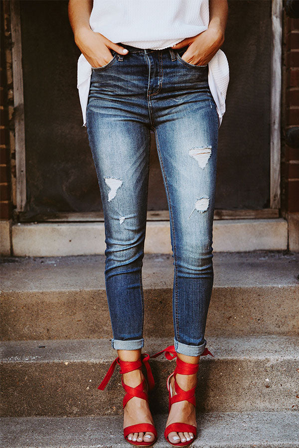 The Teagan High Waist Distressed Skinny