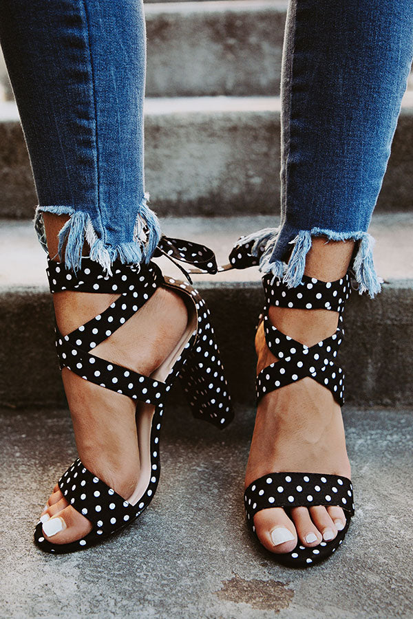 The Mia Polka Dot Lace Up Heel