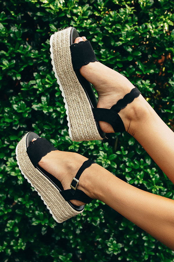 Seaside Heights Scallop Espadrille in Black
