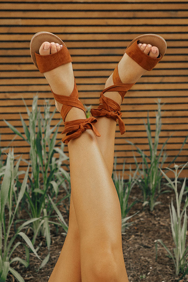 The Mia Faux Suede Lace Up Sandal in Maple
