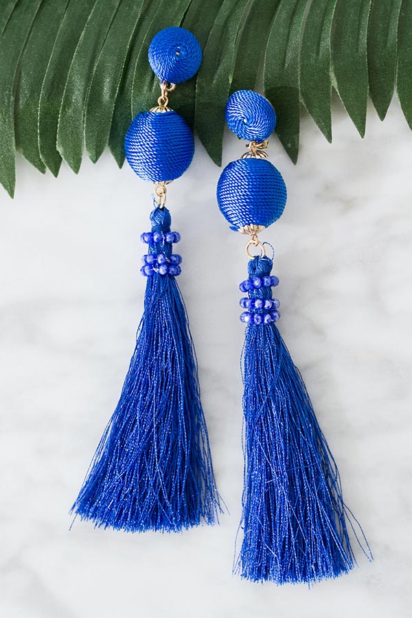 Globetrotter Tassel Earrings In Royal Blue
