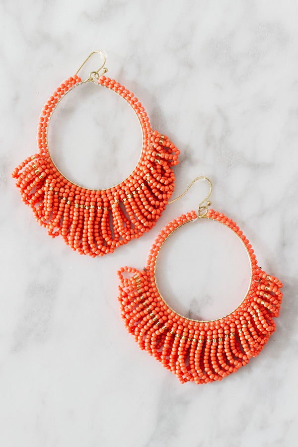 Beaded Chic Earrings In Nectarine