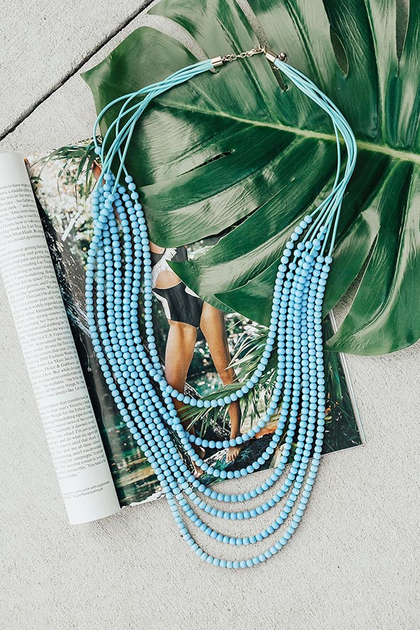 Bora Bora Bound Layered Necklace In Sky Blue