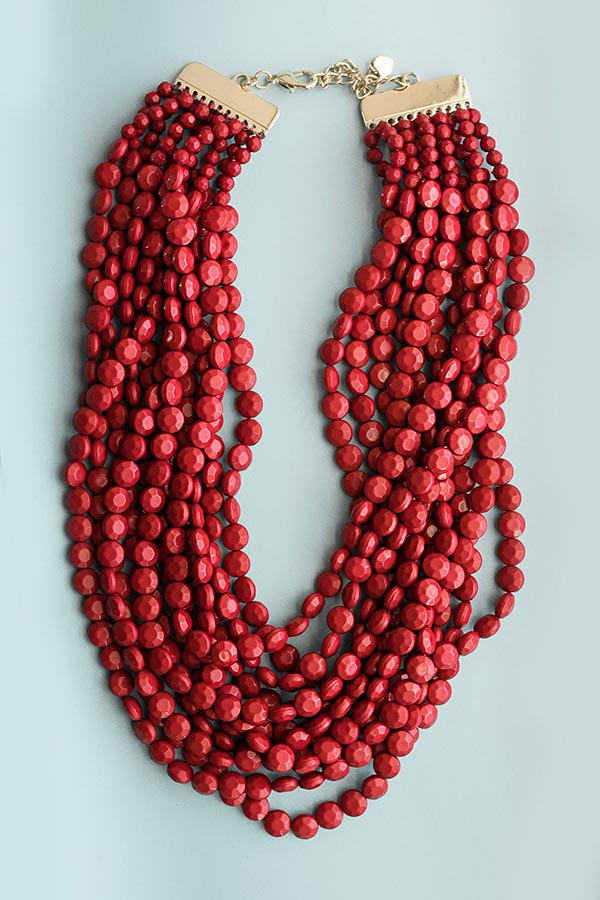 Keep It Coastal Layered Necklace In Red