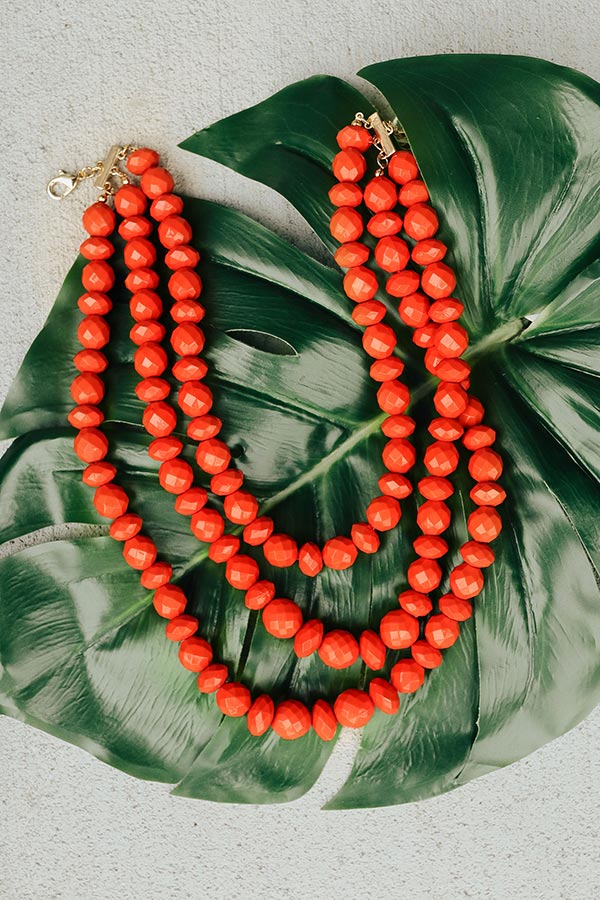 Perfectly Glam Layered Necklace In Tangerine