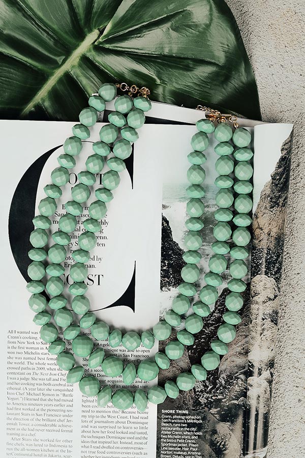 Perfectly Glam Layered Necklace In Aqua Sky