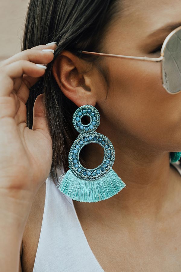 Island Luxe Tassel Earrings In Ocean Blue