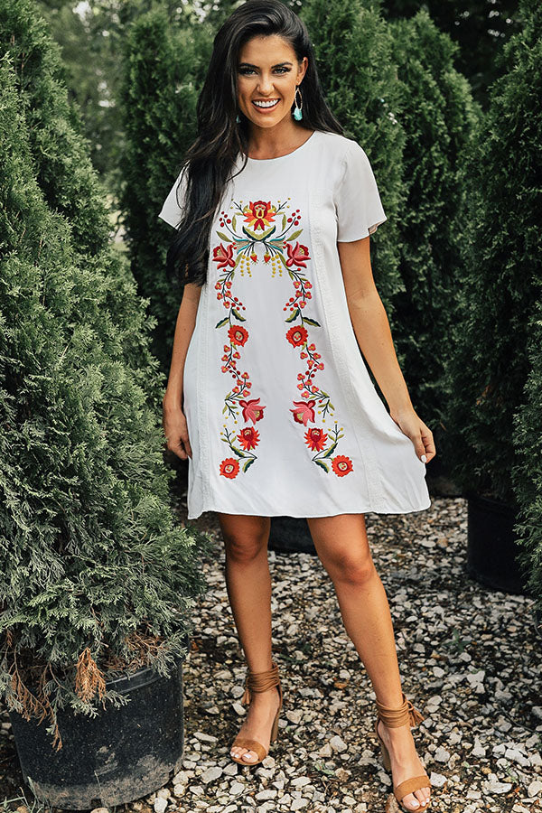 Meet Me In Maui Embroidered Shift Dress Meet Me In Maui Embroidered Shift Dress
