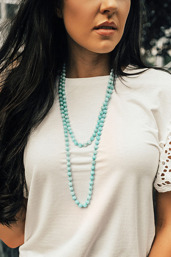Poolside Party Semi Precious Layered Necklace In Aqua Sky