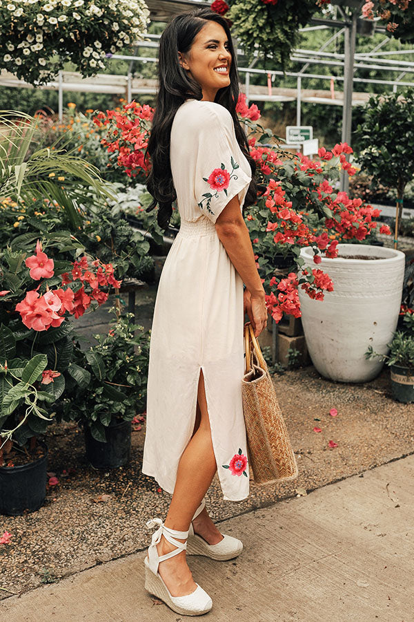 Barefoot On The Beach Embroidered Midi in Cream Barefoot On The Beach Embroidered Midi in Cream
