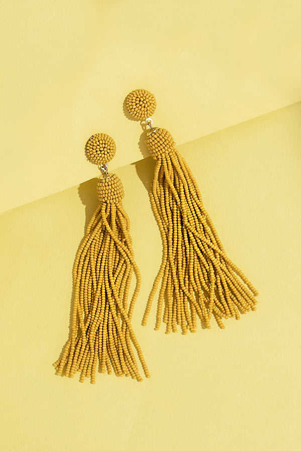 Tahiti Time Tassel Earrings In Mustard