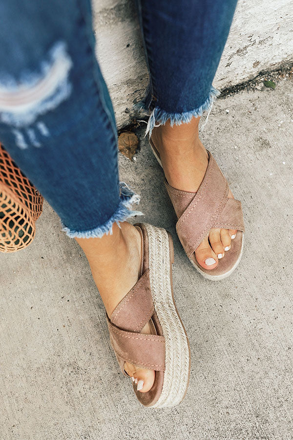 The Hudson Faux Suede Espadrille In Taupe
