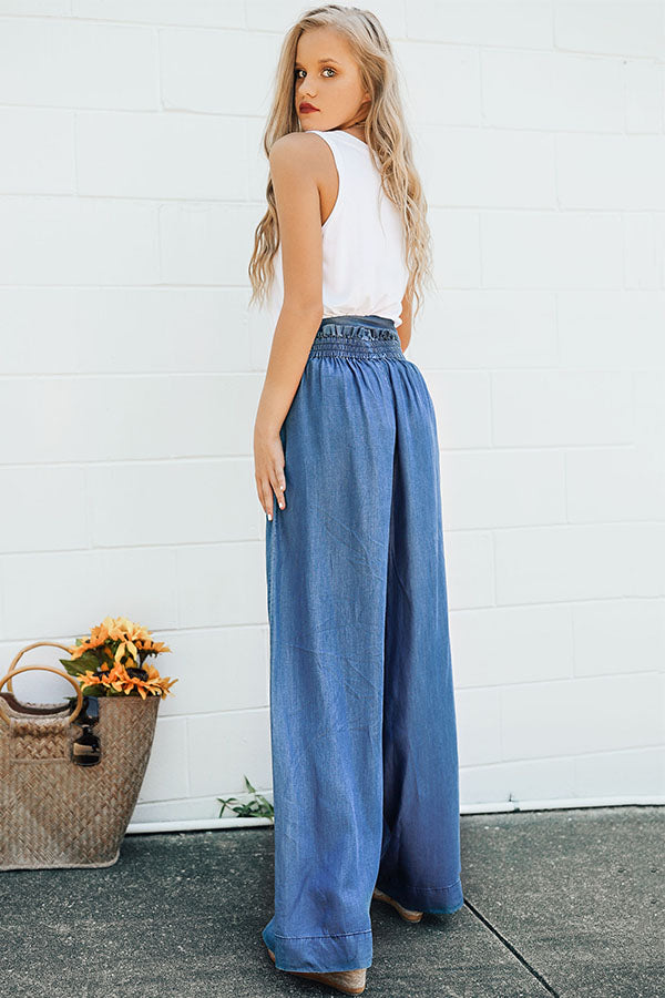Sunny Approach Green Tie-Front Wide-Leg Pants