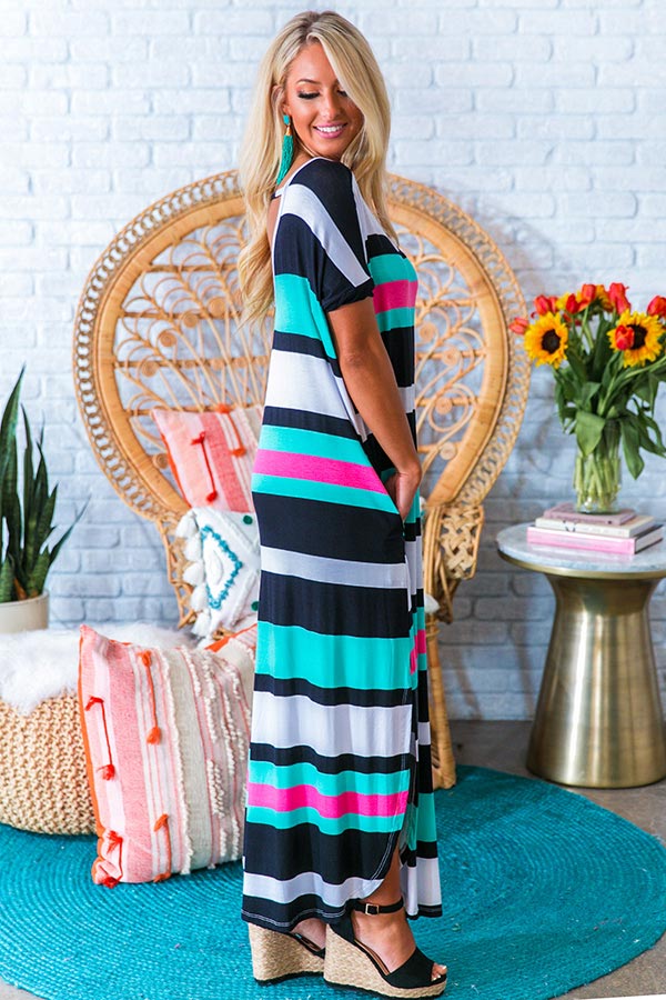 Malibu Stripe T-Shirt Maxi Dress Malibu Stripe T-Shirt Maxi Dress