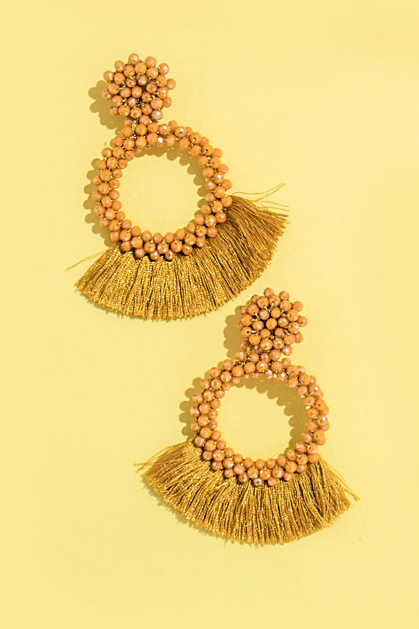 Girly And Glamorous Earrings In Mustard