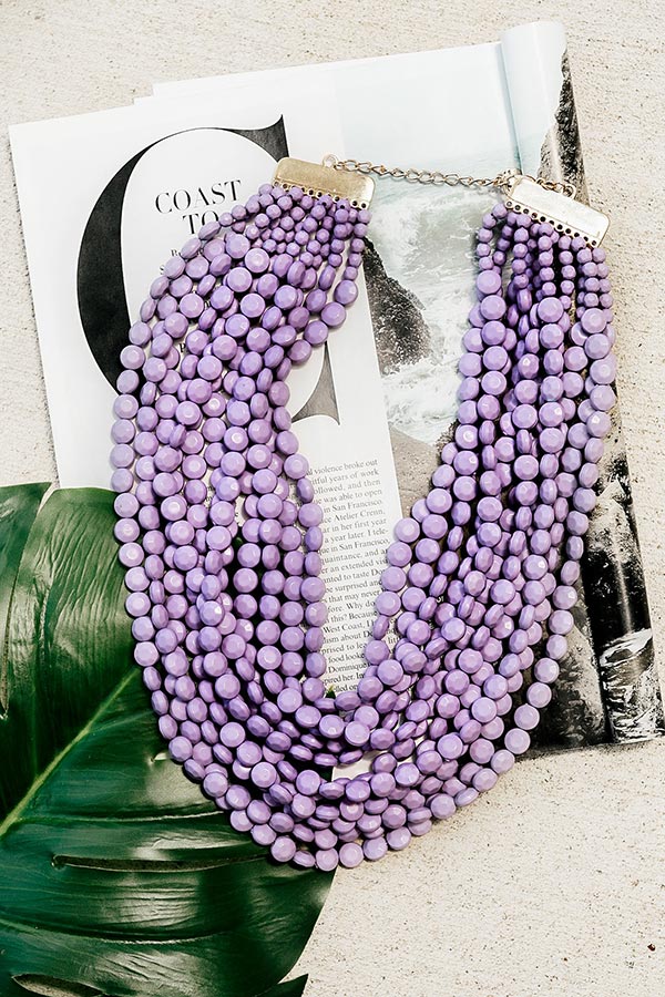 Keep It Coastal Layered Necklace In Lavender