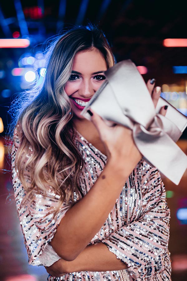 Tied and True Clutch in Champagne
