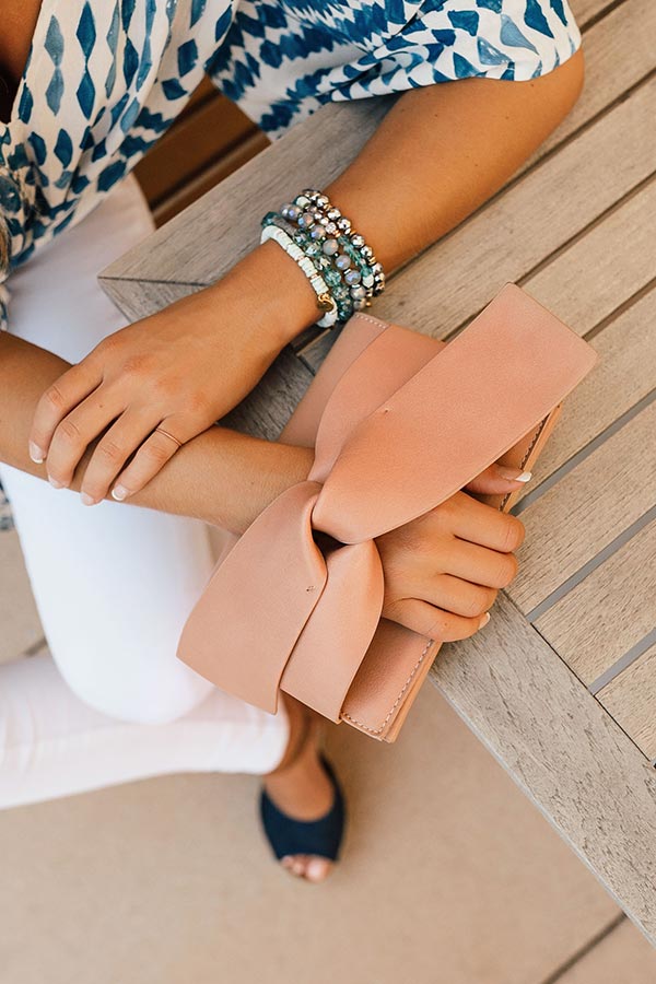 Tied and True Clutch in Tan
