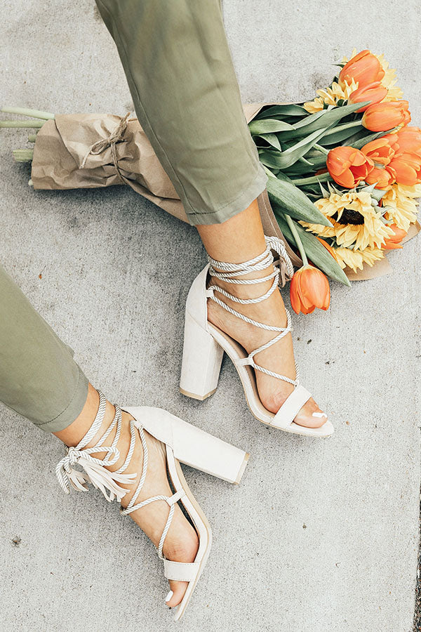 The Kris Lace Up Heel in Stone