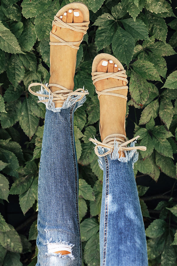 The Liliana Lace Up Sandal in Iced Latte