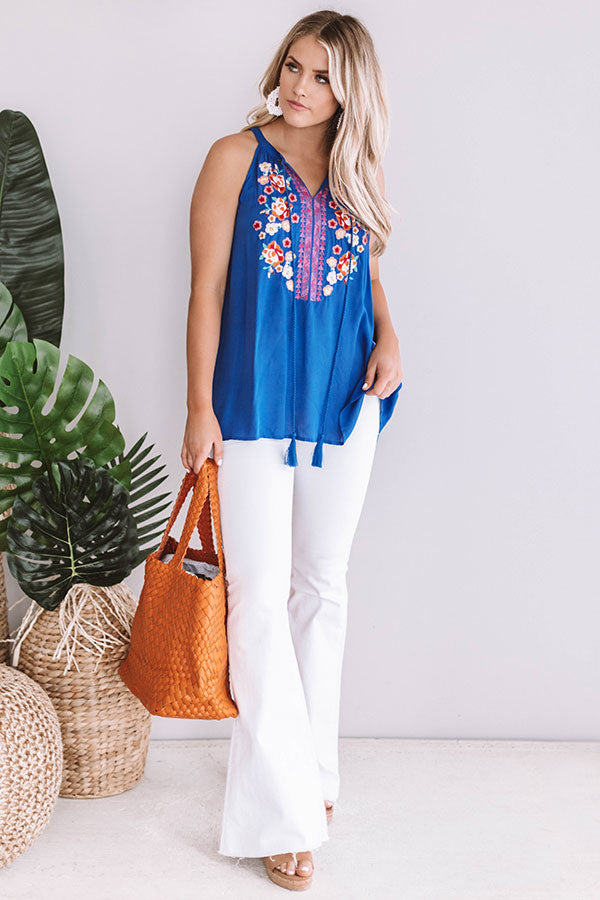 Beauty And The Beach Embroidered Tank