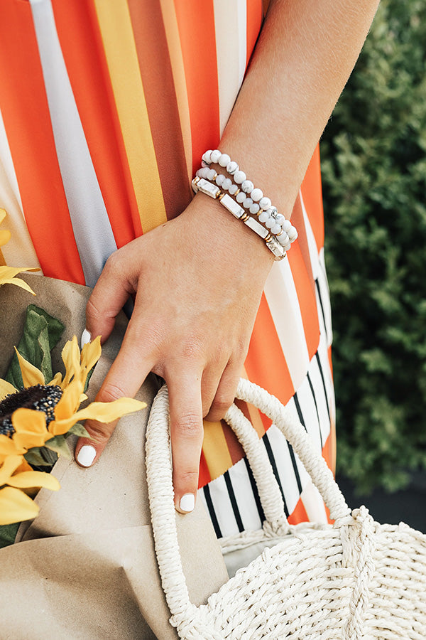 Big City Dreaming Bracelet Set In White