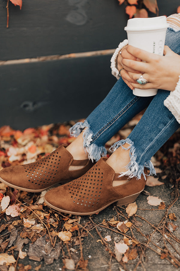 The Stevie Perforated Bootie in Chocolate