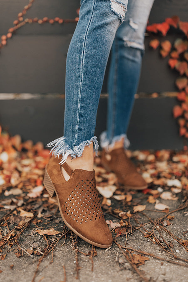 The Stevie Perforated Bootie in Chocolate