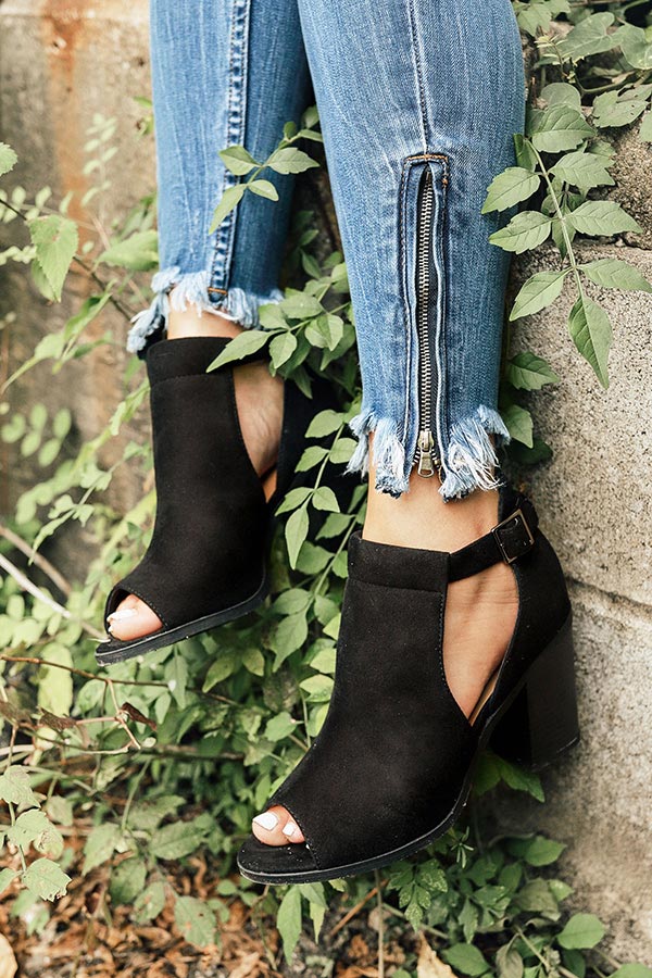 The Addison Peep Toe Bootie in Black