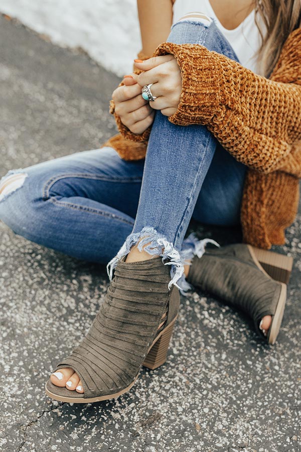 The Charlie Peep Toe Bootie in Martini Olive