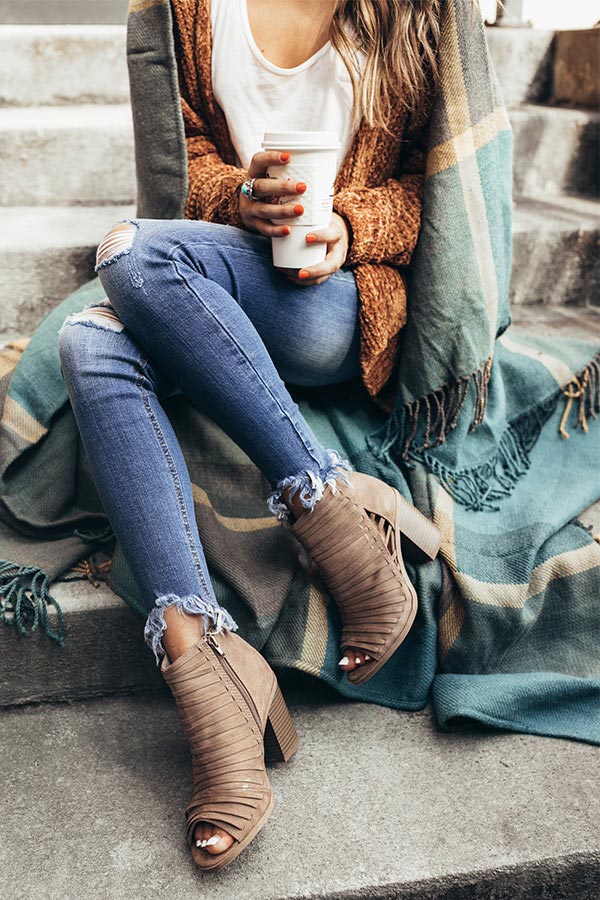 The Charlie Peep Toe Bootie in Taupe