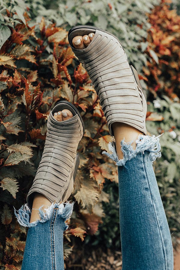 The Charlie Peep Toe Bootie in Grey