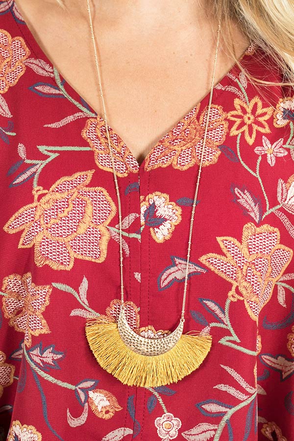 It's Wine Time Necklace Mustard