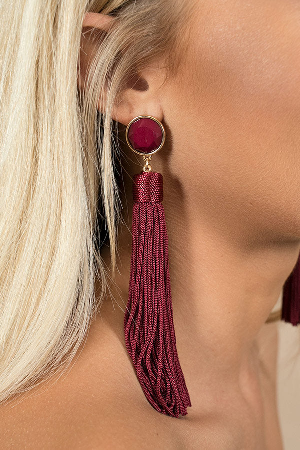 Haute Summer Tassel Earrings In Wine