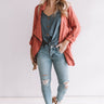 Breezy Babe Lightweight Jacket in Coral Image - 1
