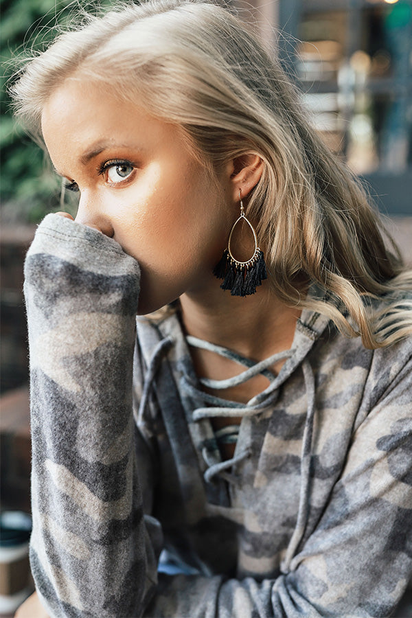 Hello Happy Hour Earrings In Black