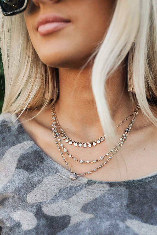 For the Love Of Glam Layered Necklace In Grey