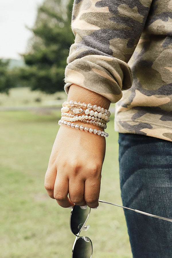 Full Of Grace Semi Precious Bracelet In Cream