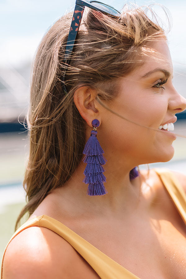 Wanna Dance All Night Tassel Earrings In Purple
