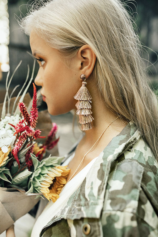 Wanna Dance All Night Tassel Earrings In Heirloom Lilac