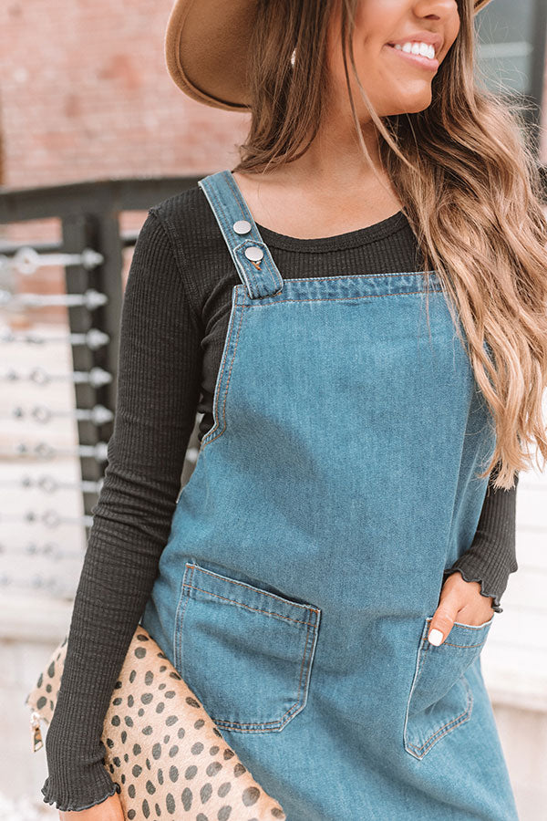 Happy Days Denim Overall Dress in Medium Wash Impressions Online Boutique Happy Days Denim Overall Dress in Medium Wash Impressions Online Boutique