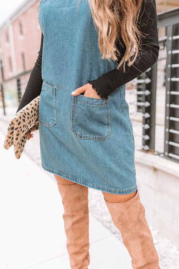 Happy Days Denim Overall Dress in Medium Wash Impressions Online Boutique Happy Days Denim Overall Dress in Medium Wash Impressions Online Boutique