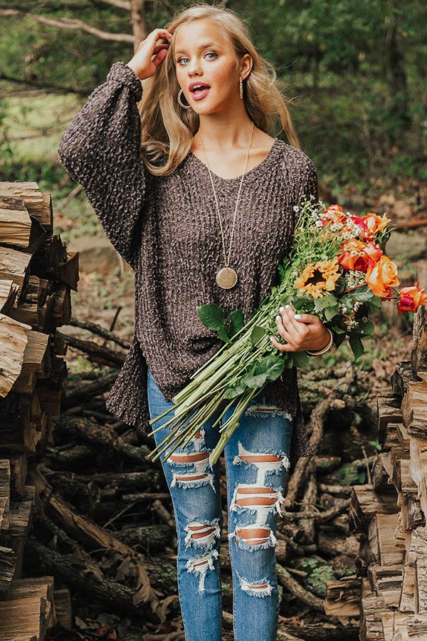 East Coast Snuggles Knit Sweater in Chestnut