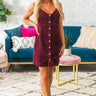 Spice Up Your Life Corduroy Dress in Maroon Image - 1