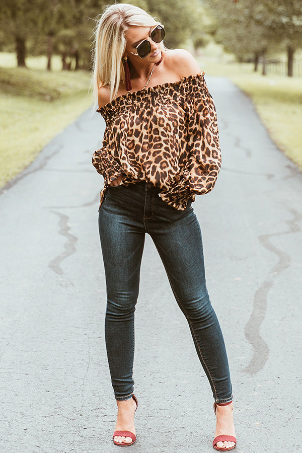 Girls Night Out Leopard Top in Brown