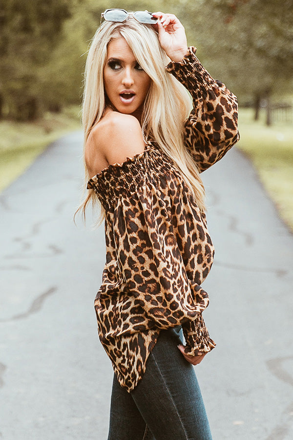 Girls Night Out Leopard Top in Brown