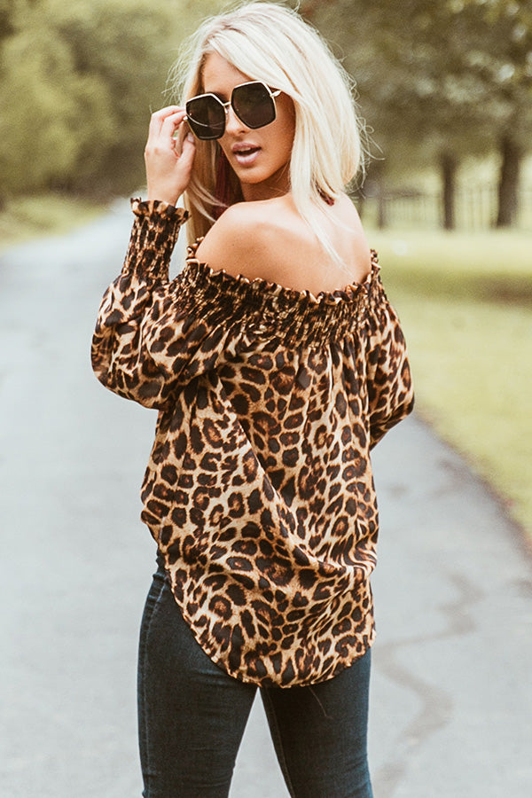 Girls Night Out Leopard Top in Brown